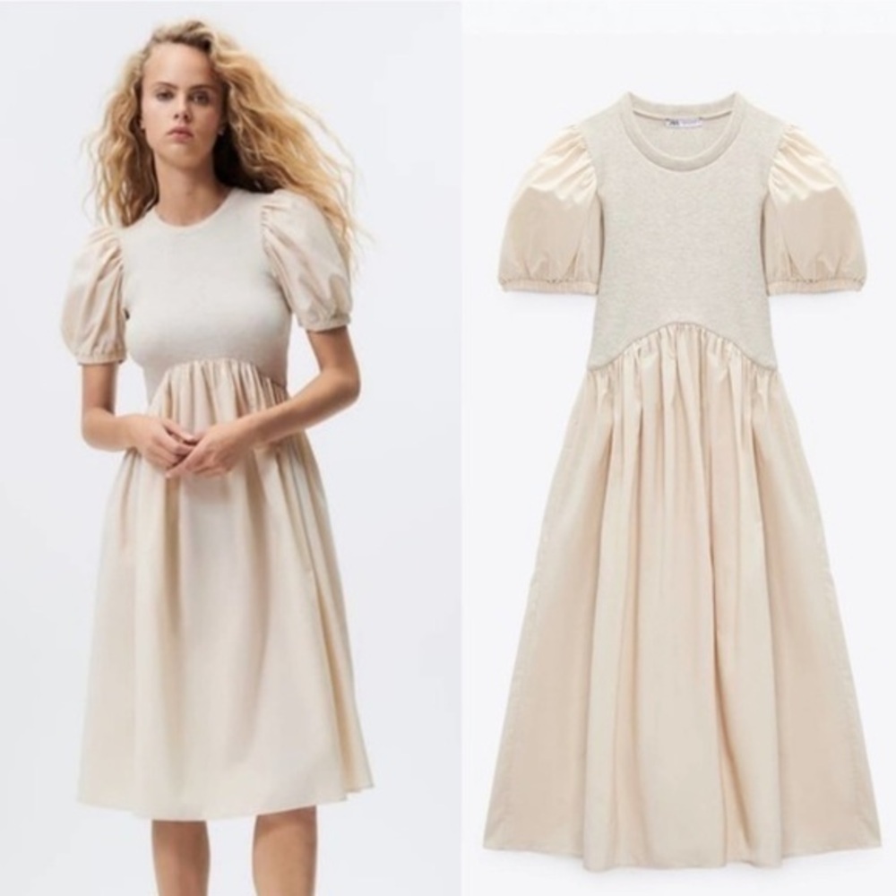 Zara NWT balloon sleeve combination dress 0264/822